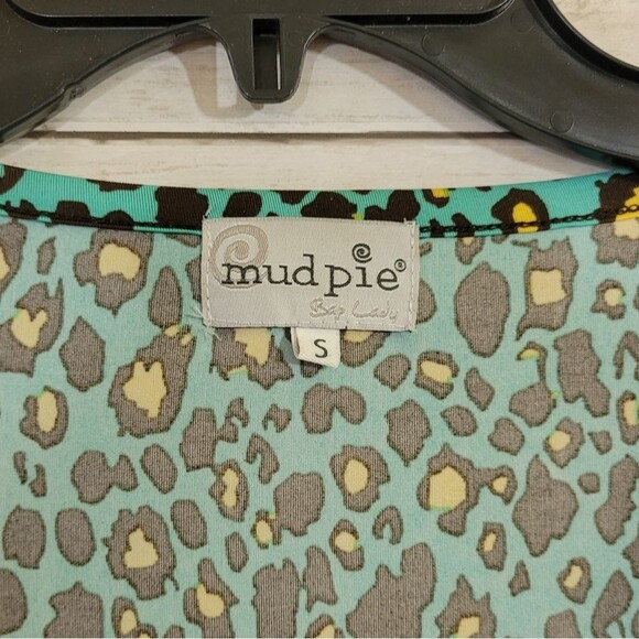 Mud Pie  Southern Tie Waist Dress Cheetah Lagoon Animal Print Size Small - Picture 9 of 10